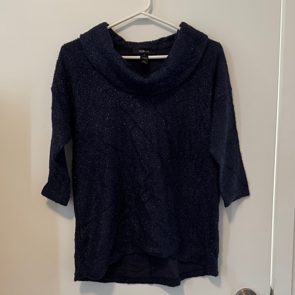 Midnight Blue Cowl Neck Sweater
